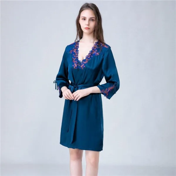 ensemble bleu en soie