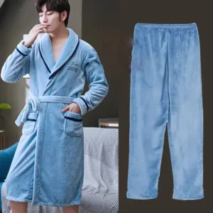 Peignoir De Bain Homme Bleu Clair