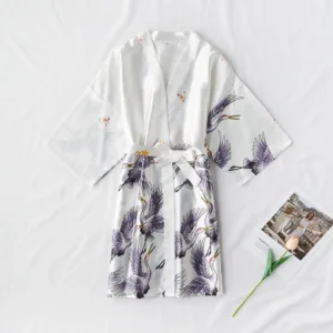 Peignoir Satin Femme Blanc