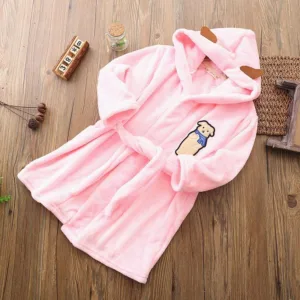Peignoir Fille Chien Rose