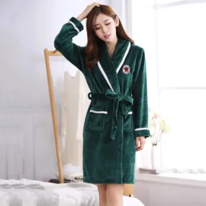 Peignoir Femme Polaire Vert Foncé
