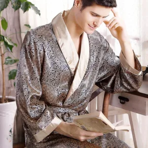 Peignoir Satin Homme À Motifs