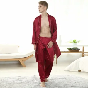 Peignoir Homme Rouge Satin