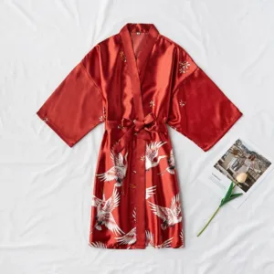 Peignoir Satin Femme Rouge