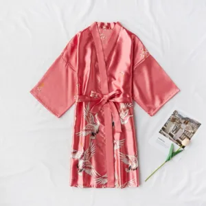 Peignoir Satin Femme Saumon