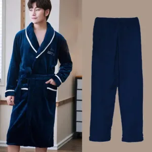 Peignoir De Bain Homme Bleu Douillet