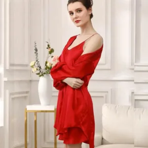 kimono rouge avec nuisette assortie