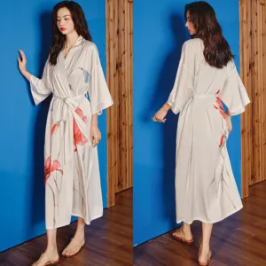 Peignoir Femme En Satin Gris Beige