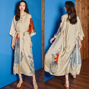 Peignoir Satin En Khaki Clair