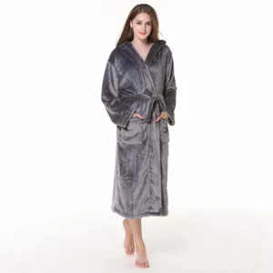 robe de chambre capuche femme gris