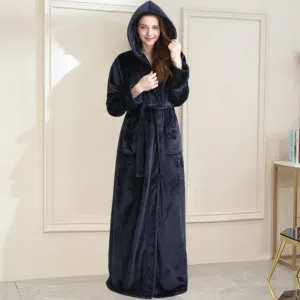 peignoir en tissu doux pour femme avec capuche