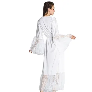 Peignoir Long Satin Blanc