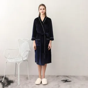 Peignoir Long Velours Femme