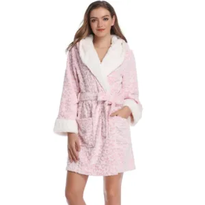 Peignoir Femme Pilou Court Rose