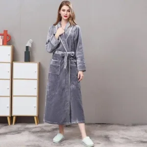Peignoir Polaire Femme Gris