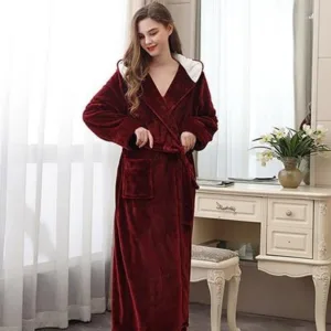 Peignoir Femme Rouge à Capuche