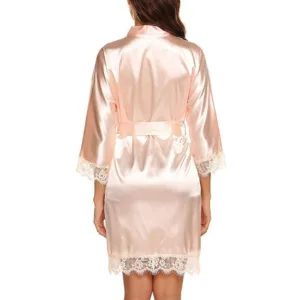Peignoir Satin Beige Dentelle