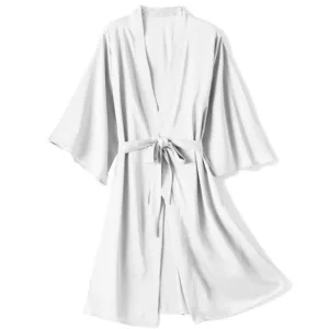 Peignoir Femme Satin Blanc