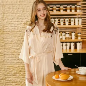 Peignoir Satin Femme Champagne