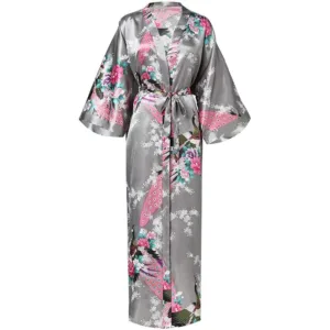Peignoir Satin Femme Gris