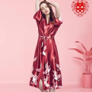 Peignoir Satin Femme Rouge