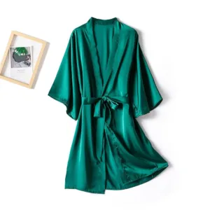 Peignoir Satin Femme Vert