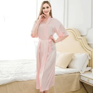 Peignoir Femme Satin Rose