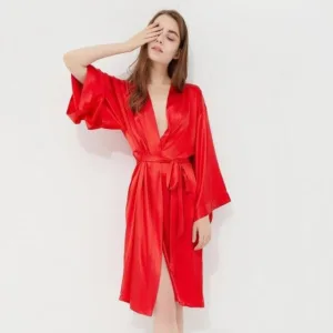 Peignoir Satin Rouge Rose