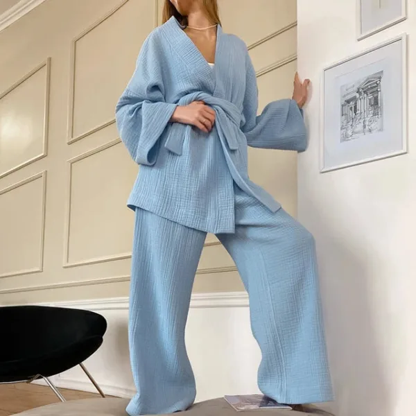 Restve Cotton Women s Nightgown 2 Pieces Set Drop Sleeves Robe Trouser Suits Flare Female Pajamas.jpg 640x640 2f80ef3e e5f1 4a92 99fd 325f85cc5b0d.jpg