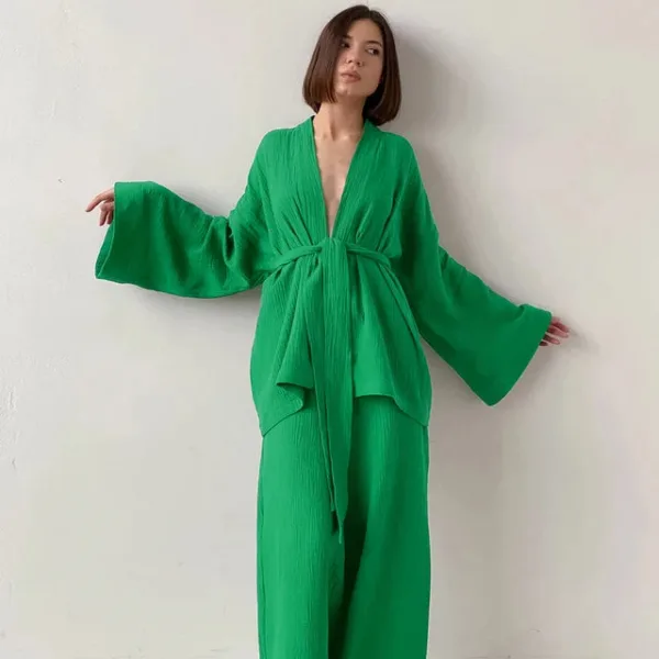 Restve Cotton Women s Nightgown 2 Pieces Set Drop Sleeves Robe Trouser Suits Flare Female Pajamas.jpg 640x640 3286dfa9 5feb 4424 bed2 1a255857ab2c.jpg