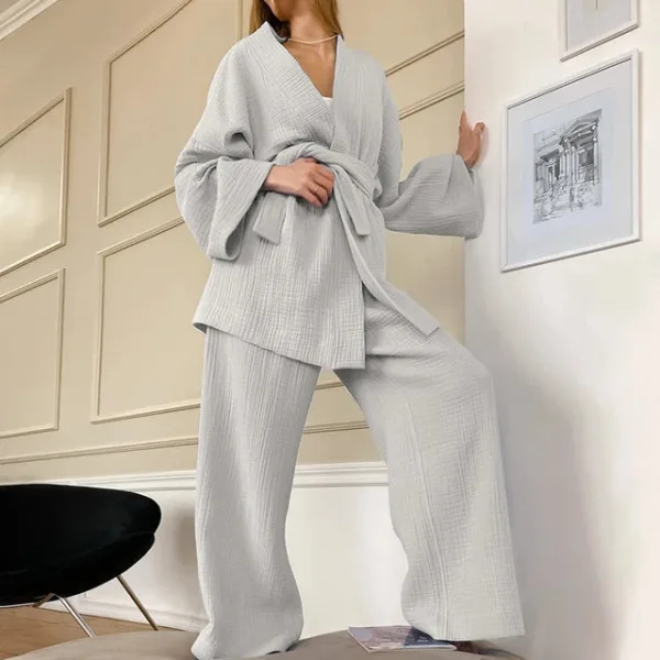 Restve Cotton Women s Nightgown 2 Pieces Set Drop Sleeves Robe Trouser Suits Flare Female Pajamas.jpg 640x640 9fef0983 4398 4fc7 87c7 cbf5ca0be98c.jpg