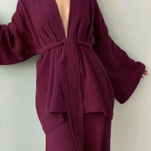 Peignoir De Bain Femme Bordeaux