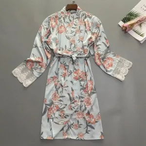 Peignoir Satin Fleuri