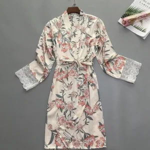 Peignoir Satin Fleurs