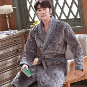 Peignoir Homme Luxe Gris Marron