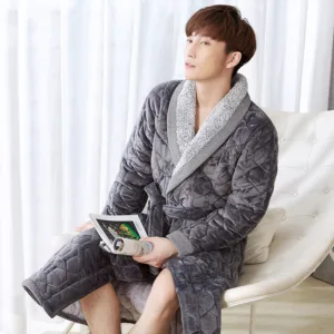 Peignoir Homme Luxe Gris Clair