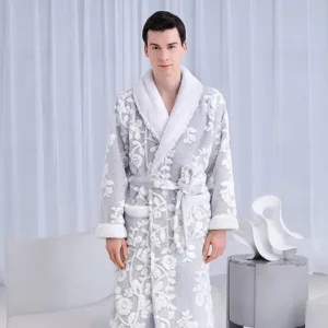 Peignoir De Bain Homme Gris Long