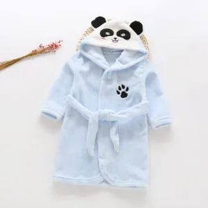 Peignoir Bébé Panda Bleu Polaire