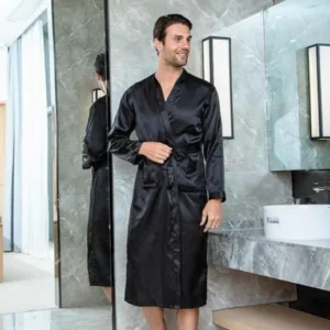 Kimono Homme Satin Noir
