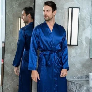 kimono homme bleu en coton