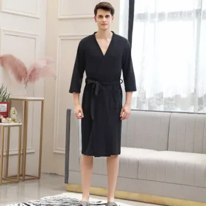 robe de chambre noire en coton