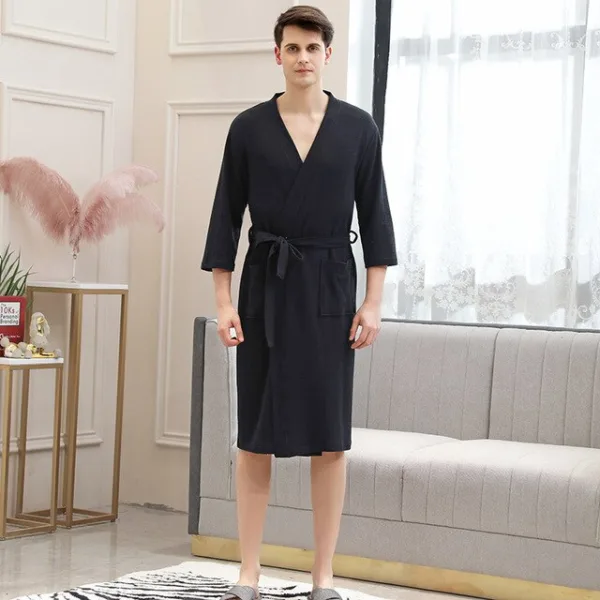 robe de chambre noire en coton