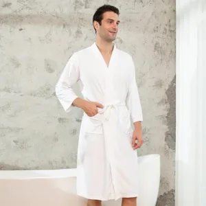 Peignoir Homme Gaufré Blanc