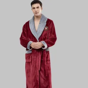 Peignoir Homme Polaire Rouge Et Gris