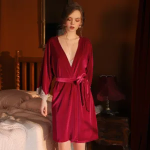 Peignoir Femme Rouge Velours