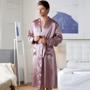 Peignoir Satin Homme Violet