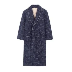 Peignoir De Bain Homme Bleu Gris