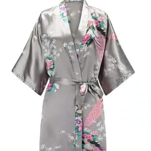 Peignoir Femme Satin Imprimé Floral