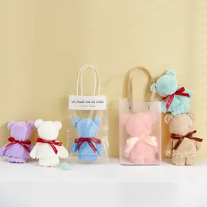 Cadeau Serviette Ours Velours Bébé