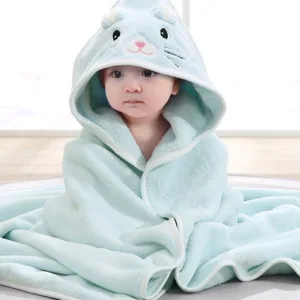 Cape De Bain Bébé Chien Bleu